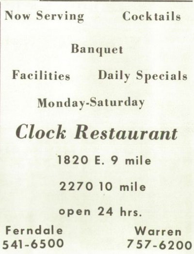 Clock Restaurant - Yearbook Ad F (newer photo)